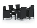 Salon d'extérieur 7 pcs avec coussins Résine tressée Noir 5