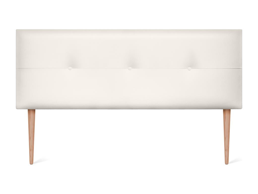 Homzora Tête de lit similicuir avec Boutons 150x105cm avec pieds Lits 150 - Blanc Osseux