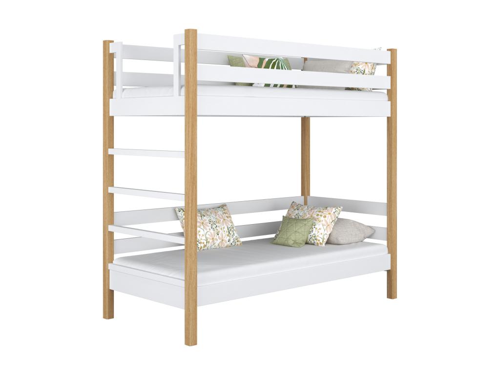 Lit superposé en bois N03 Blanc / Chêne Naturel 100x190 JAPU19287
