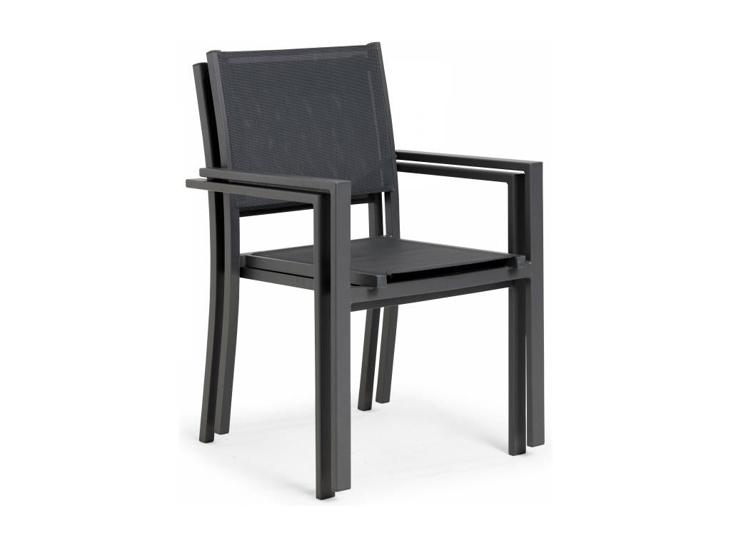 Lot de 2 fauteuils de jardin aluminium et textilène gris TMFT13244