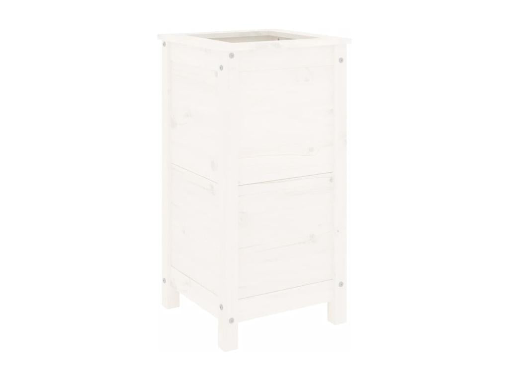 Jardinière blanc 40x40x78 cm bois massif de pin