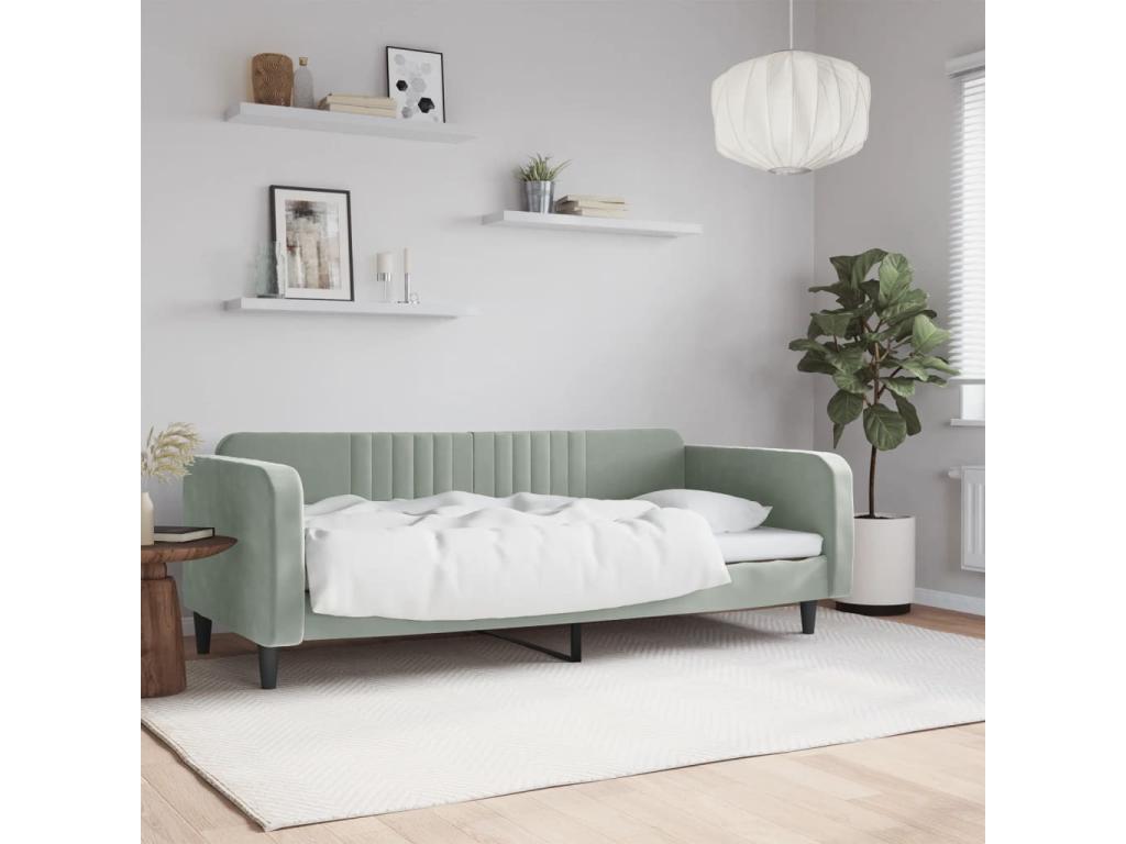 Lit de repos sans matelas gris clair 100x200 cm velours
