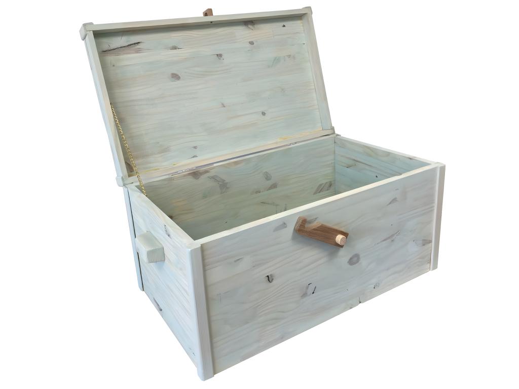 Coffre en bois de pin lasuré vert fait main 45x35.5x71 cm MWGE12487