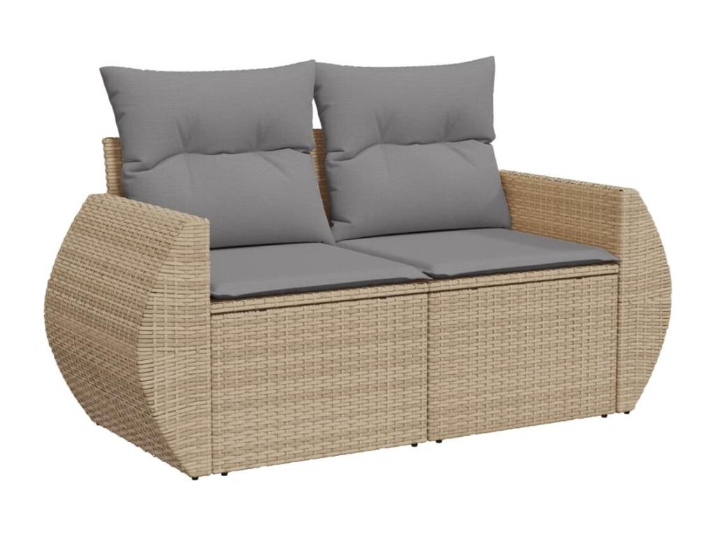 Salon de jardin avec coussins 8 pcs beige résine tressée UMLT98710