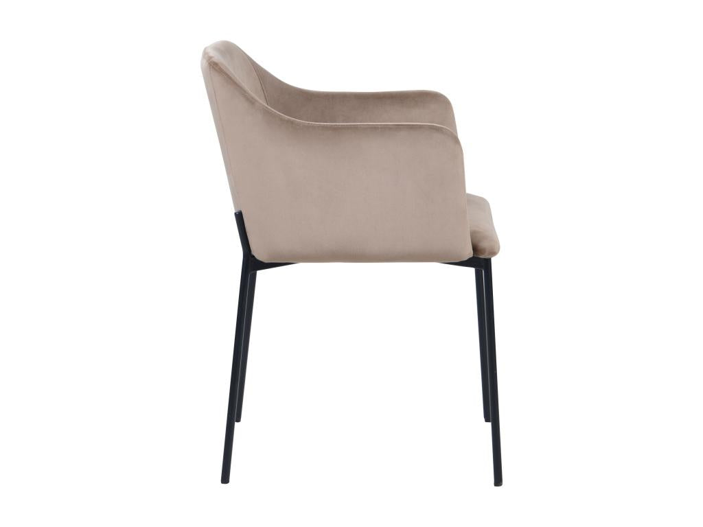 Fauteuil beige en velours et pieds en métal noir - Glam JDIO49275