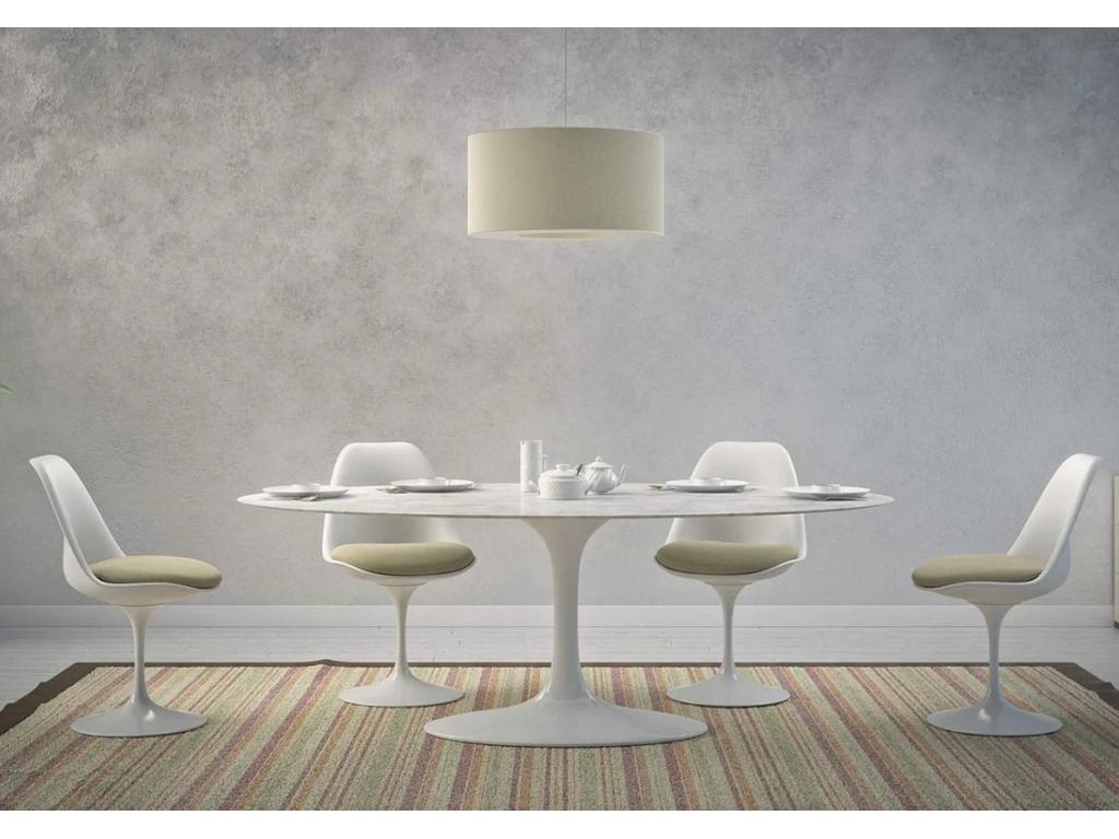 Table tulipe ronde en marbre-Plateau Marbre noir Marquinia-Diamètre 110 cm-Piètement Noir mat