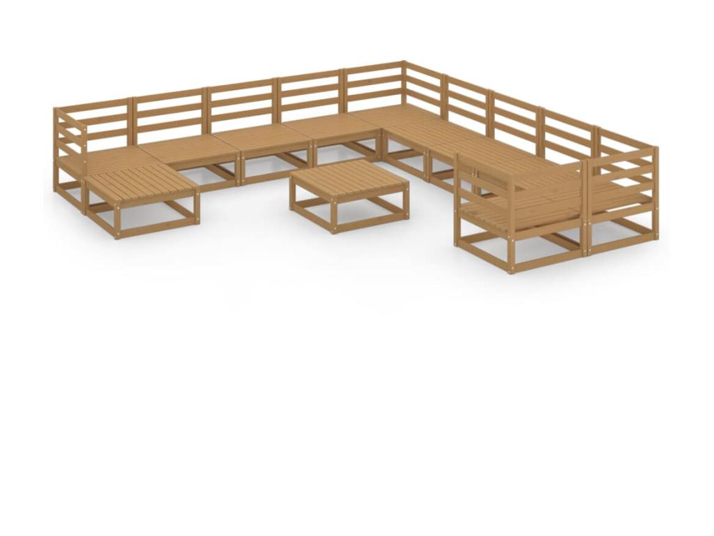 Salon de jardin 12 pcs Bois de pin massif 14