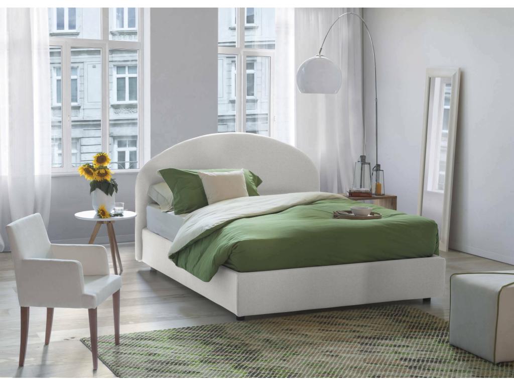 Lit double Meubiana lit coffre avec revêtement en éco-cuir Made in Italy ouverture frontale adaptée pour matelas 120x190 cm blanc