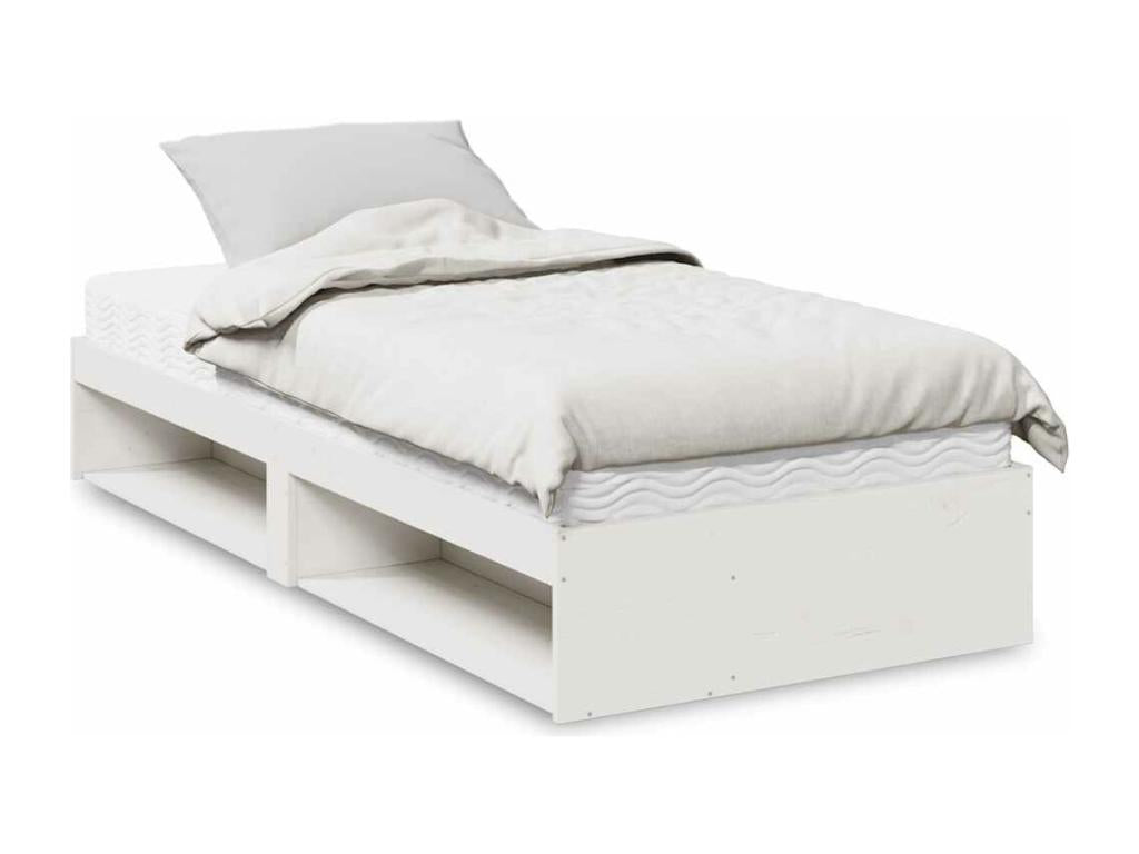 Lit de jour avec matelas blanc 90x190 cm bois de pin massif
