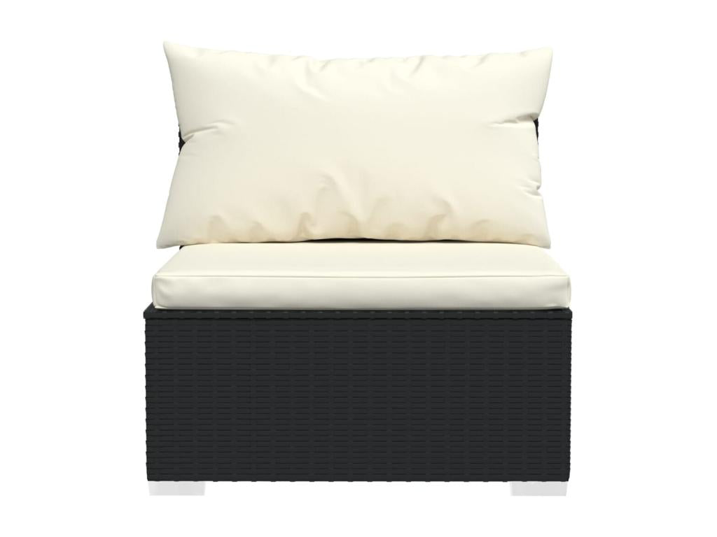 Salon de jardin 5 pcs avec coussins Résine tressée Noir DONF90732