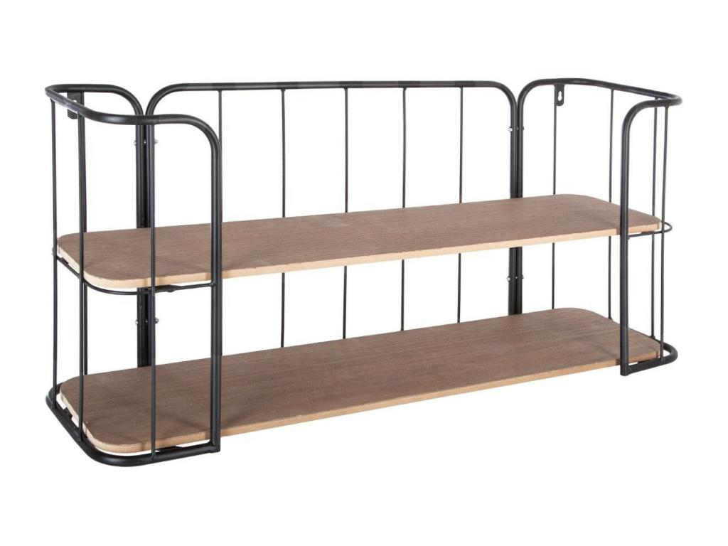 Etagère murale en Bois et Acier Noir 75x36 cm OMXV46869