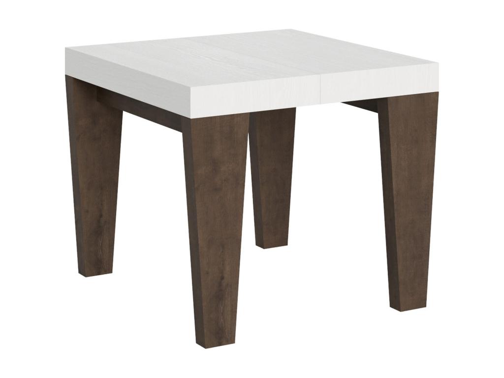 Table extensible 90x90/246 cm Laviecasa Mix dessus Frêne Blanc pieds Noyer ZDPX97676