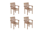 Chaises de jardin empilables avec coussins 4 pcs Teck solide 49