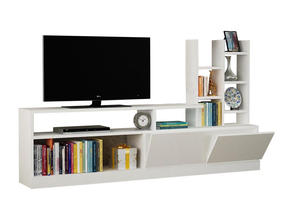 Mur TV avec rangements - Coloris Blanc - Laviecasa GKAQ53281